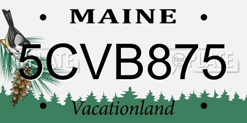 5CVB875 Maine License Plate