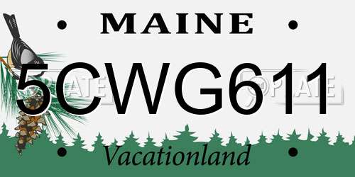 5CWG611 Maine License Plate