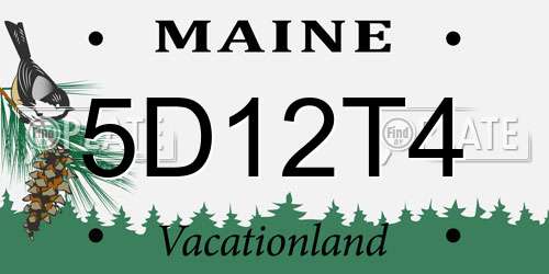 5D12T4 Maine License Plate