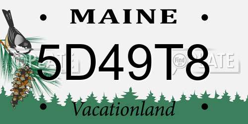 5D49T8 Maine License Plate