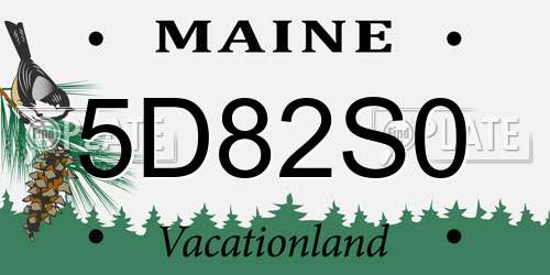 5D82S0 Maine License Plate