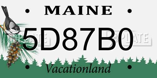 5D87B0 Maine License Plate