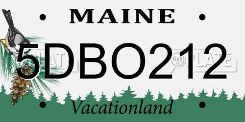 5DBO212 Maine License Plate