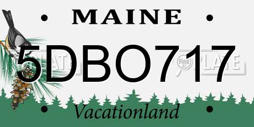 5DBO717 Maine License Plate