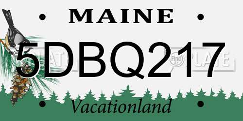 5DBQ217 Maine License Plate