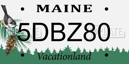 5DBZ80 Maine License Plate