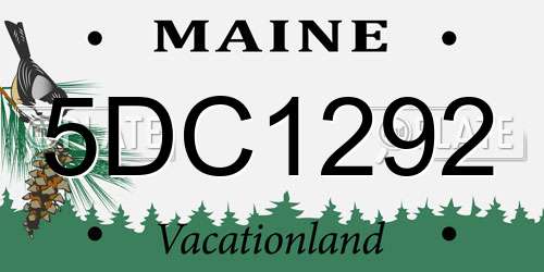 5DC1292 Maine License Plate