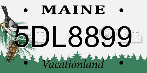 5DL8899 Maine License Plate