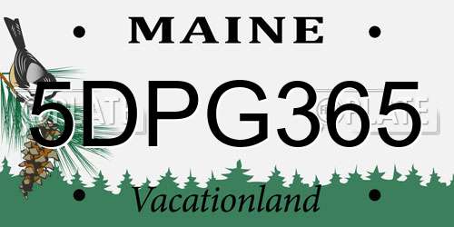 5DPG365 Maine License Plate