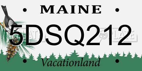 5DSQ212 Maine License Plate