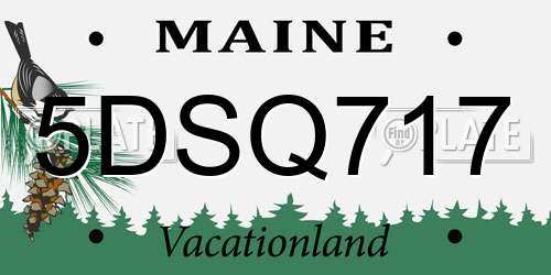 5DSQ717 Maine License Plate