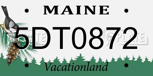 5DT0872 Maine License Plate