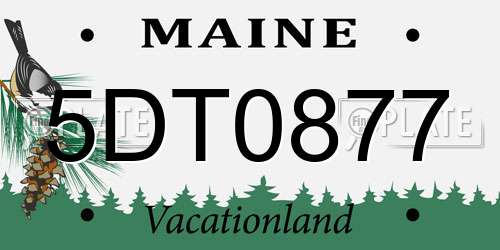 5DT0877 Maine License Plate