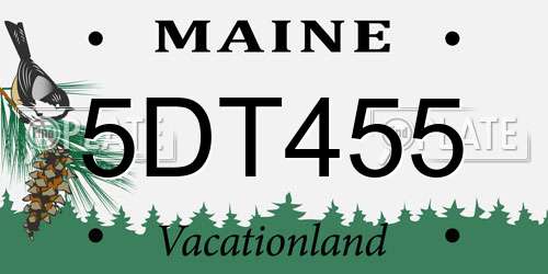 5DT455 Maine License Plate