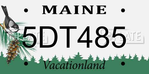 5DT485 Maine License Plate