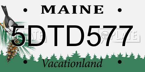 5DTD577 Maine License Plate