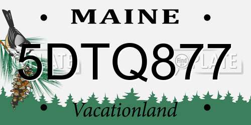 5DTQ877 Maine License Plate