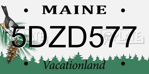 5DZD577 Maine License Plate