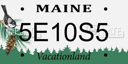 5E10S5 Maine License Plate