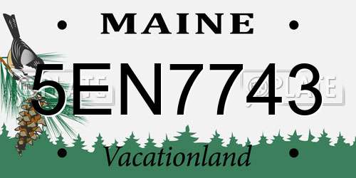 5EN7743 Maine License Plate