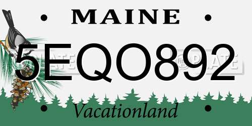 5EQO892 Maine License Plate
