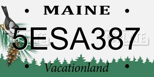 5ESA387 Maine License Plate