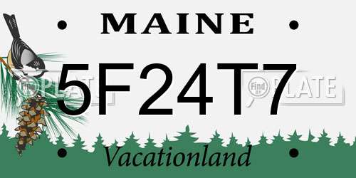 5F24T7 Maine License Plate