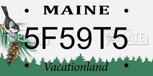 5F59T5 Maine License Plate