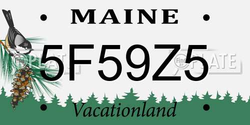 5F59Z5 Maine License Plate
