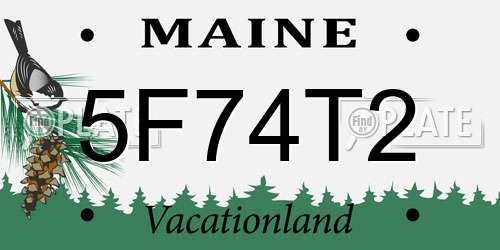 5F74T2 Maine License Plate
