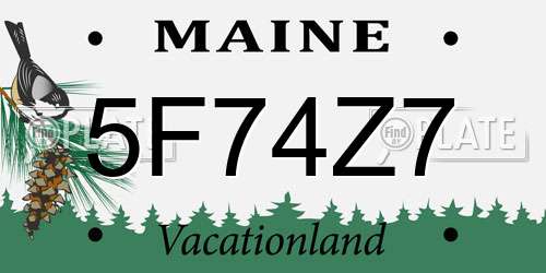 5F74Z7 Maine License Plate