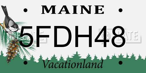 5FDH48 Maine License Plate