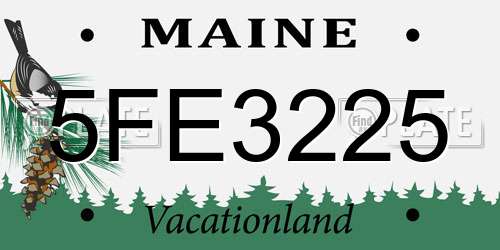 5FE3225 Maine License Plate