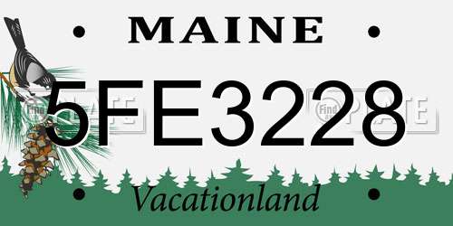 5FE3228 Maine License Plate