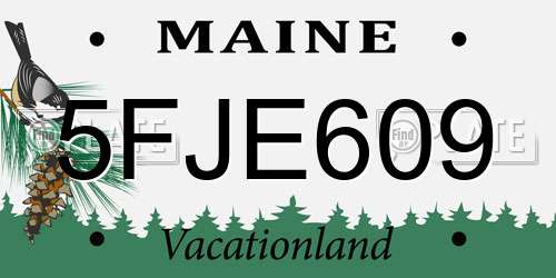 5FJE609 Maine License Plate