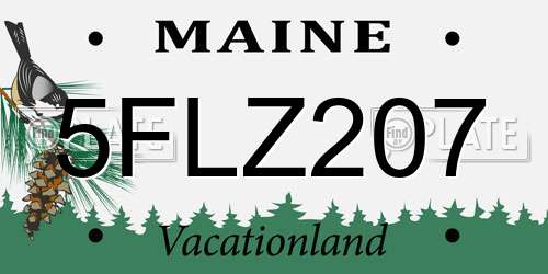 5FLZ207 Maine License Plate