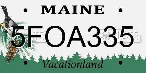 5FOA335 Maine License Plate