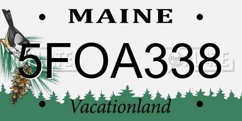 5FOA338 Maine License Plate