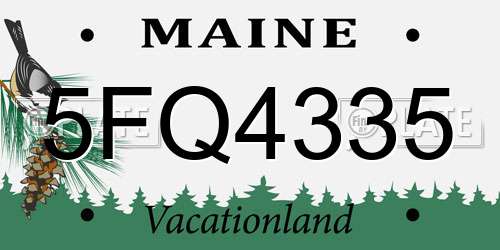 5FQ4335 Maine License Plate
