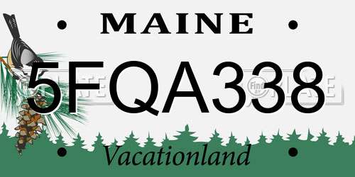 5FQA338 Maine License Plate