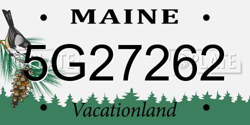 5G27262 Maine License Plate