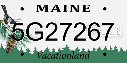 5G27267 Maine License Plate