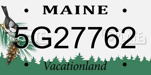 5G27762 Maine License Plate