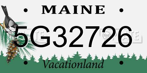 5G32726 Maine License Plate