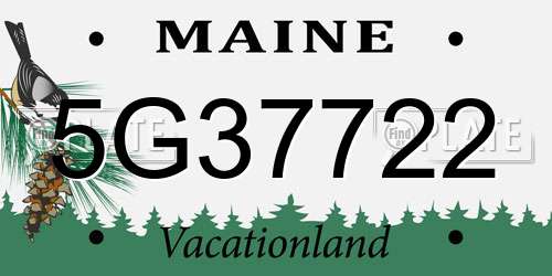 5G37722 Maine License Plate