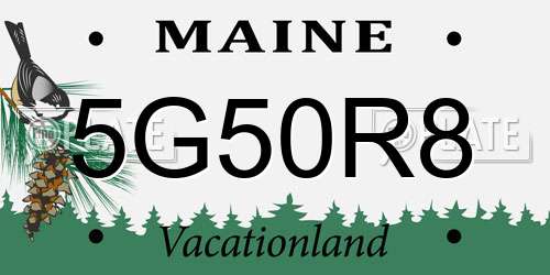 5G50R8 Maine License Plate