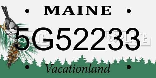 5G52233 Maine License Plate