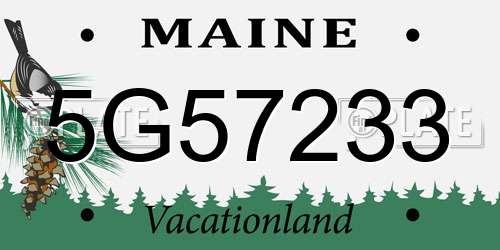 5G57233 Maine License Plate