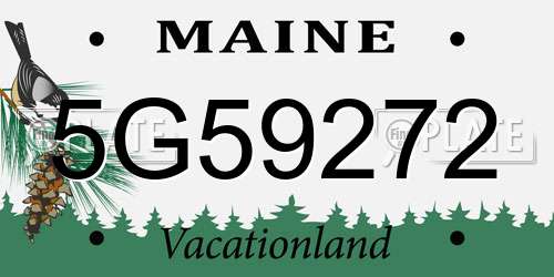 5G59272 Maine License Plate