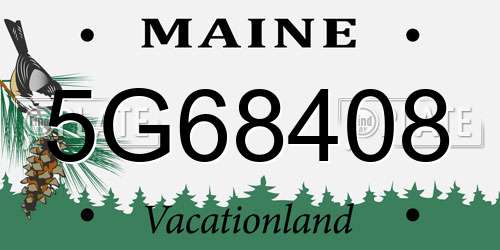 5G68408 Maine License Plate
